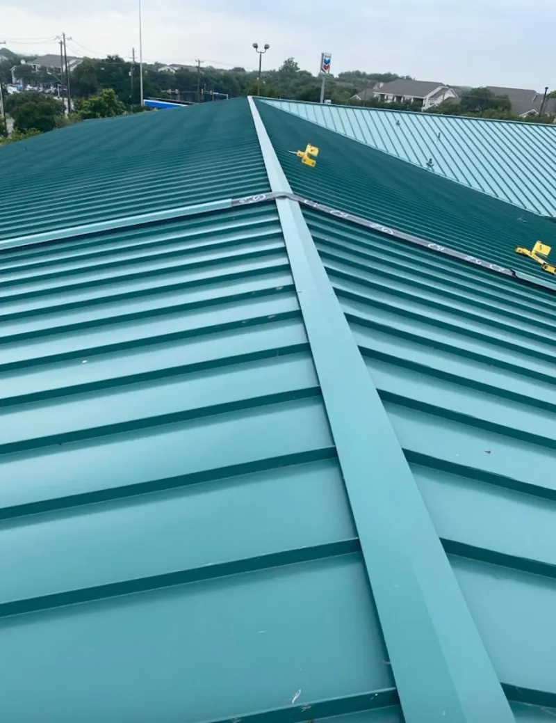 Green commercial metal roof ridge and valley for Metal Roof Repair in Laughlin